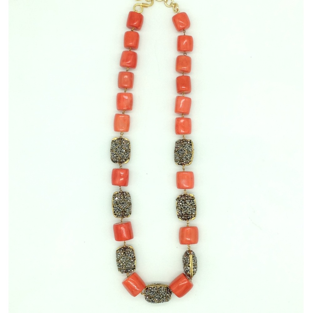 White cz balls and corals graded necklace set jnc0132