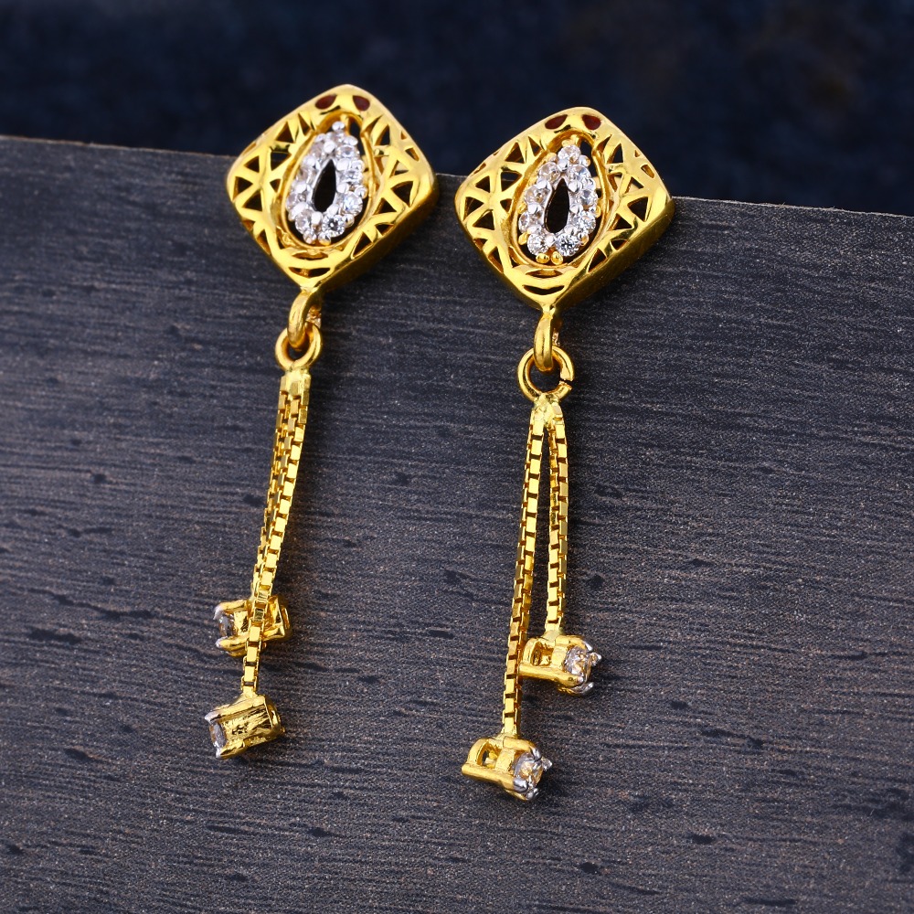 916 CZ Gold Women's Classic Hallmark Jhummar Earring LJE321