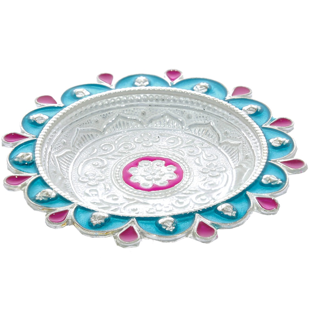 Silver Puja Plate Design