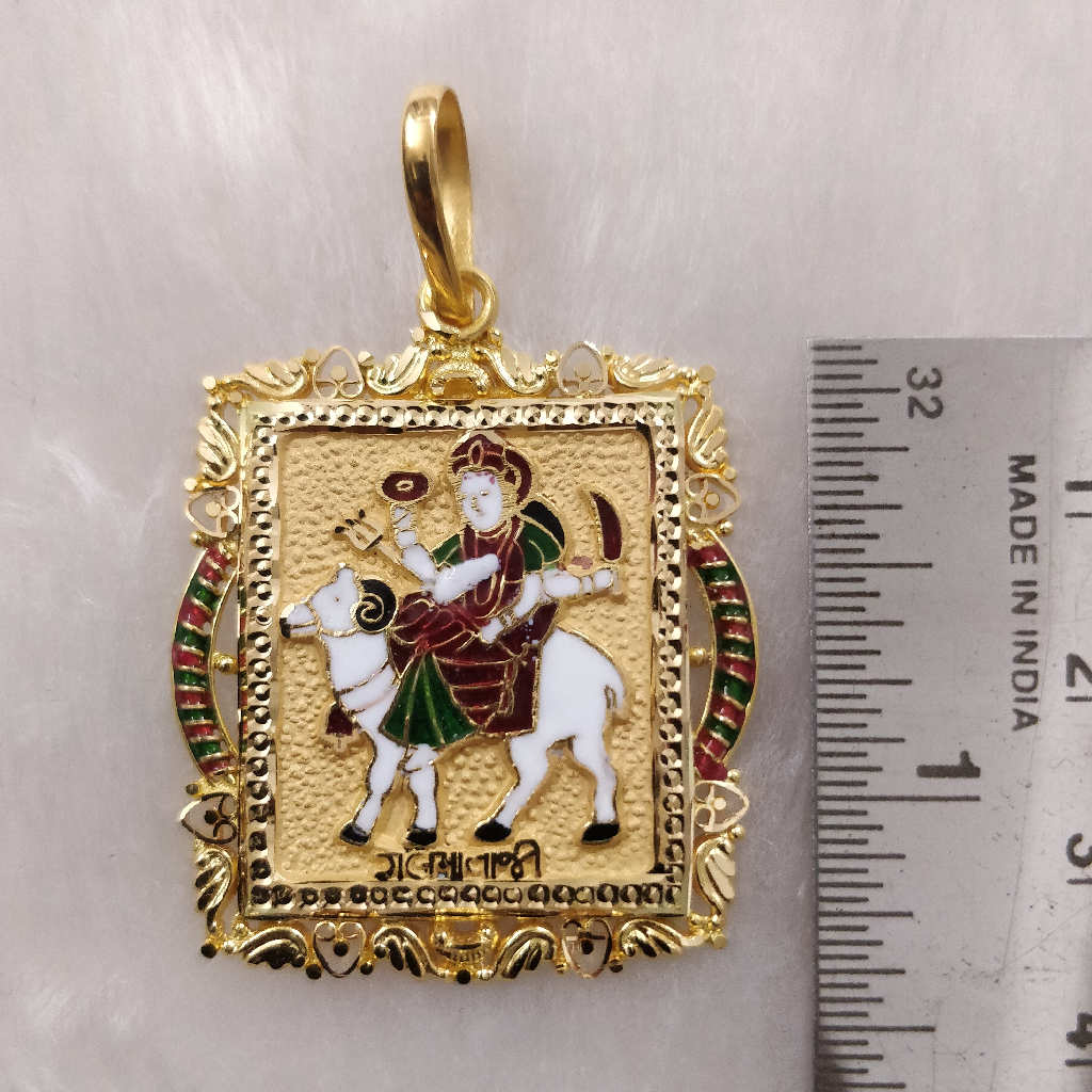916 Gold Fancy Gent's Gel Maa Minakari Pendant