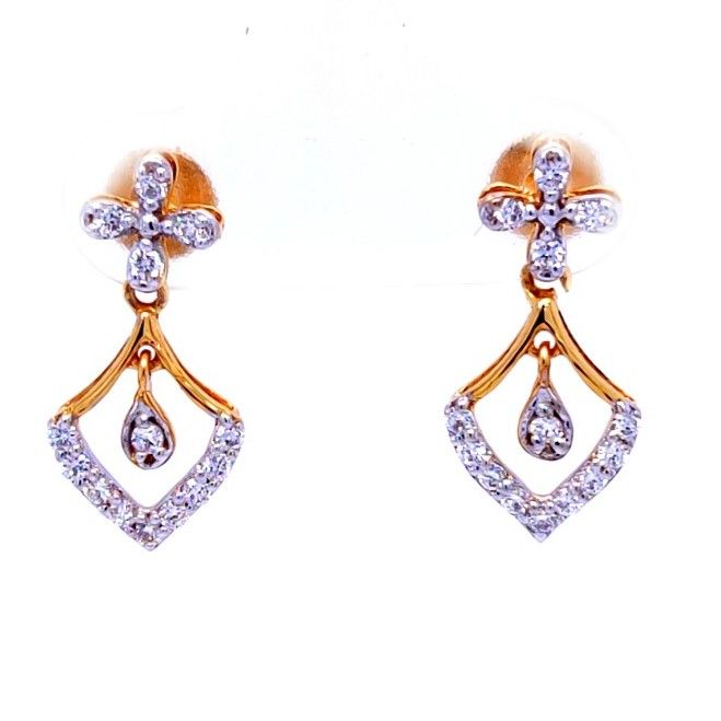 Nayasha floral dangling diamond earring in gold 18 kt