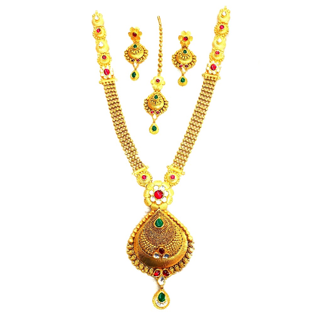 916 gold antique necklace set mga - gn030