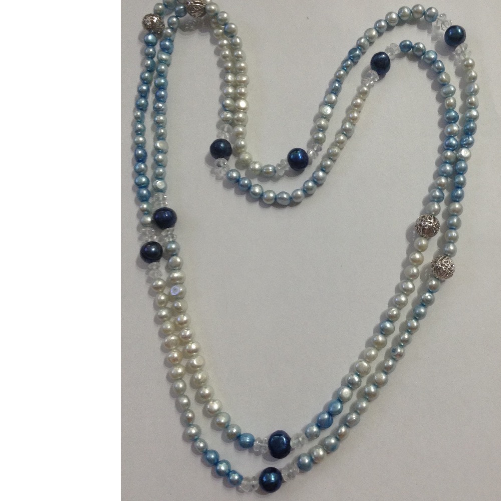 blue potato pearls long mala with balls and sphetic beeds JPM0148