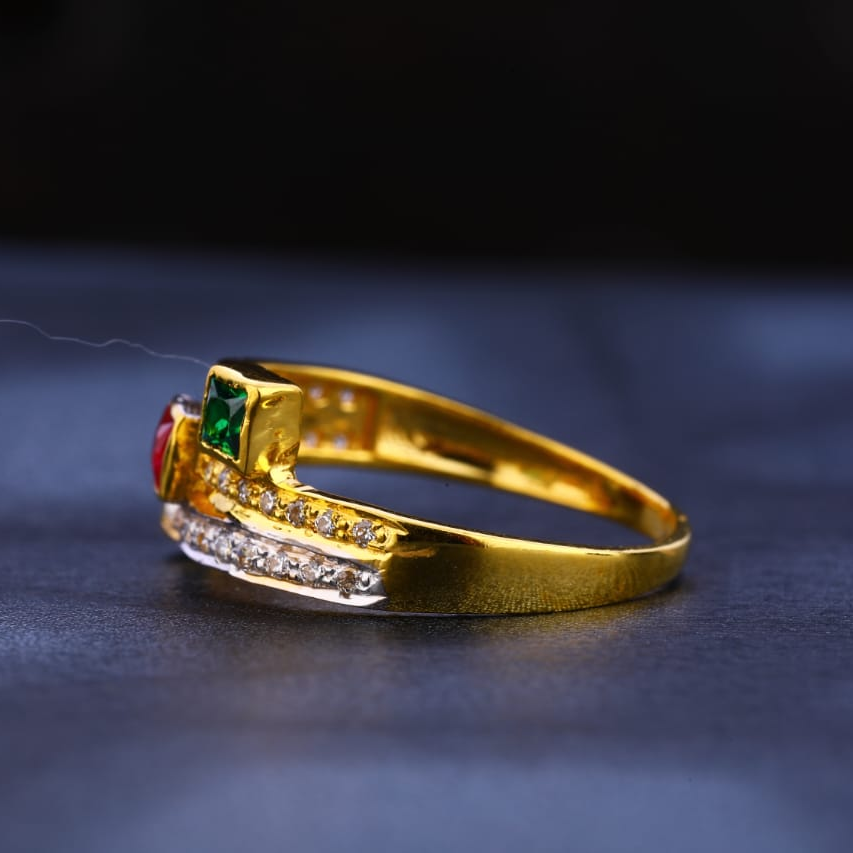 916 Gold CZ Ladies Classic Ring LR326