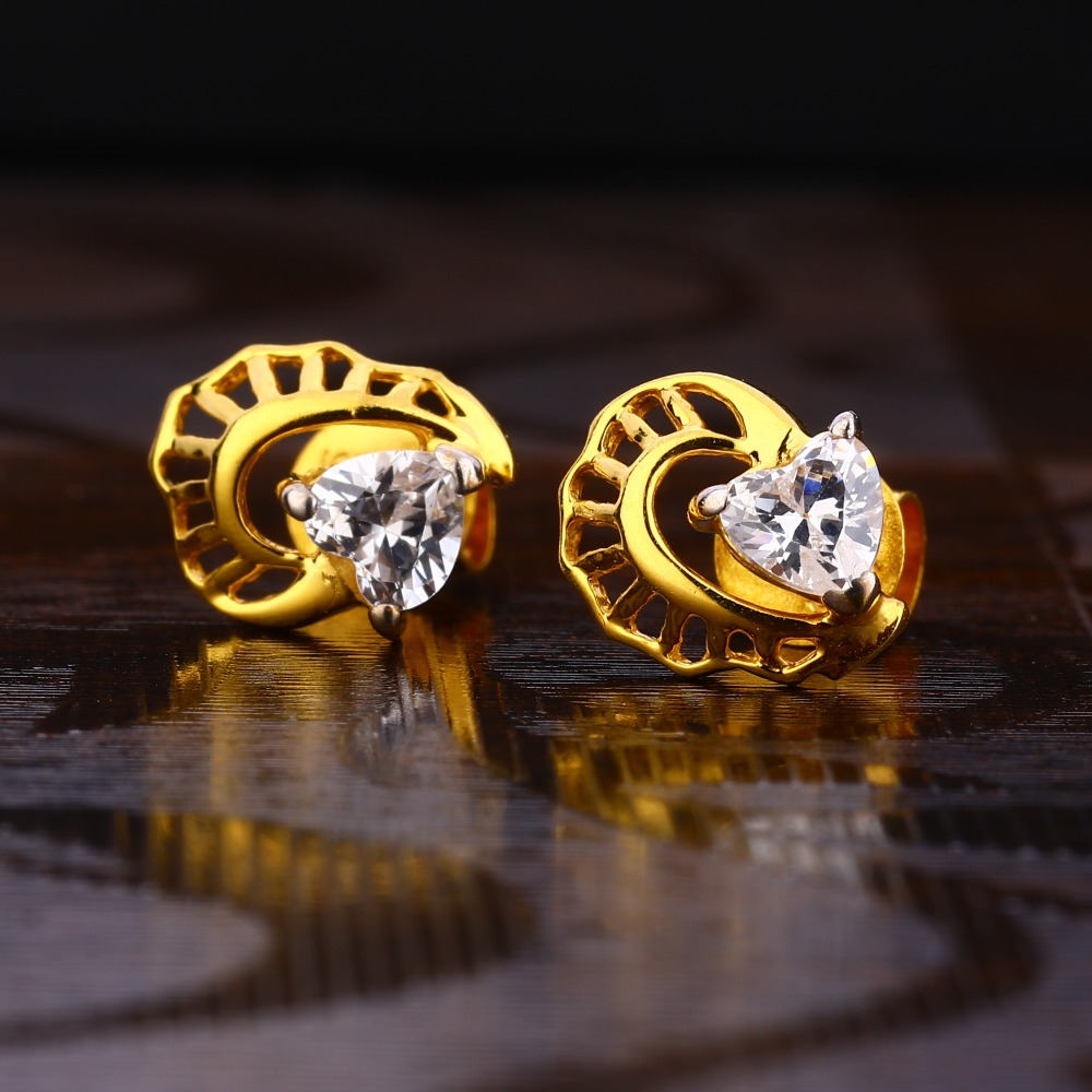916 Gold Women's fancy Hallmark Solitaire Earring LSE246