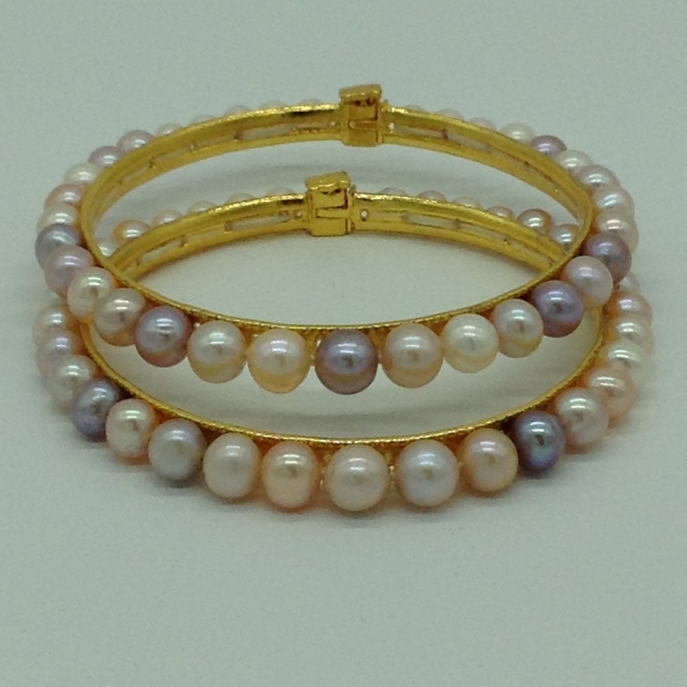 Freshwater round graded shaded 2 lines pearls full set jpp1040