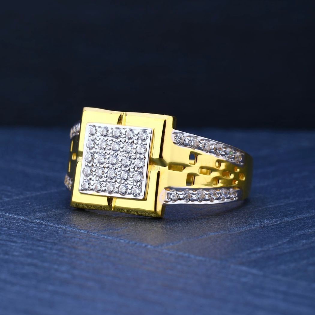 916 Gold CZ Square Design Ring