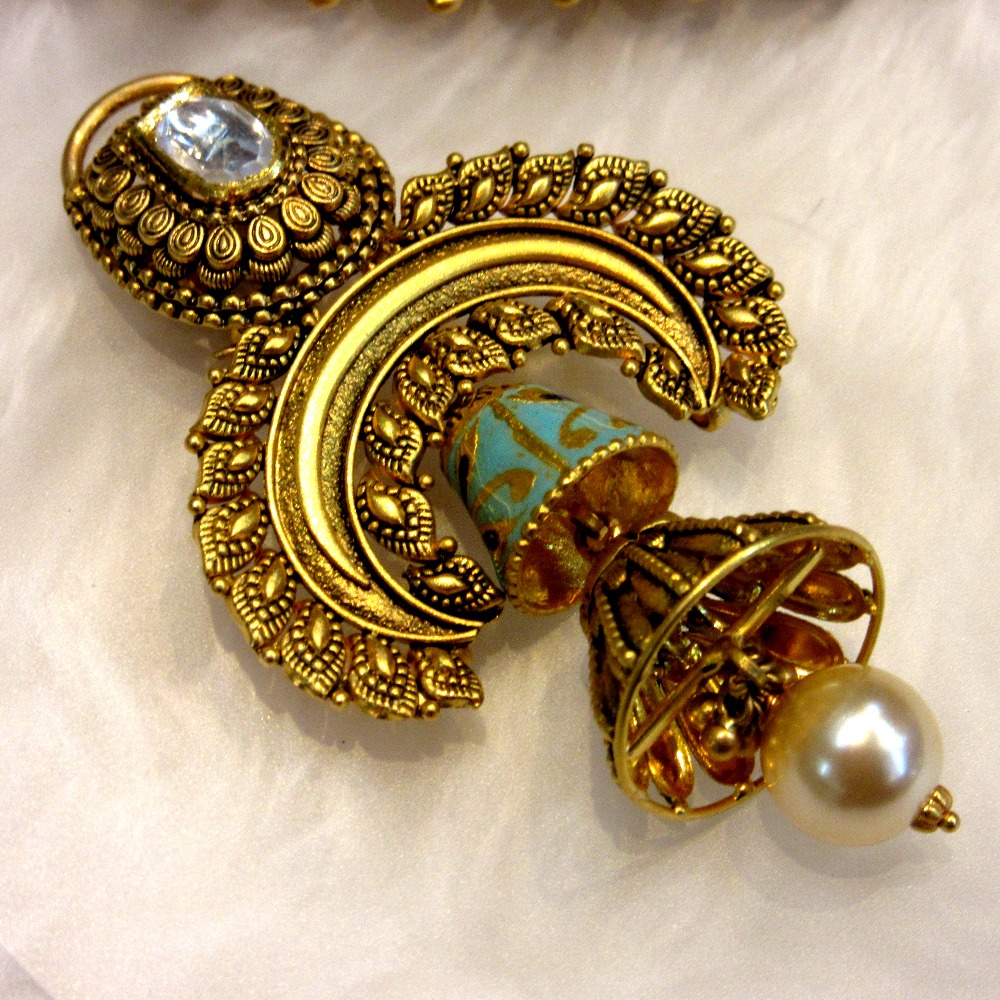 Gold 22k bikaneri meena design chokar necklace set
