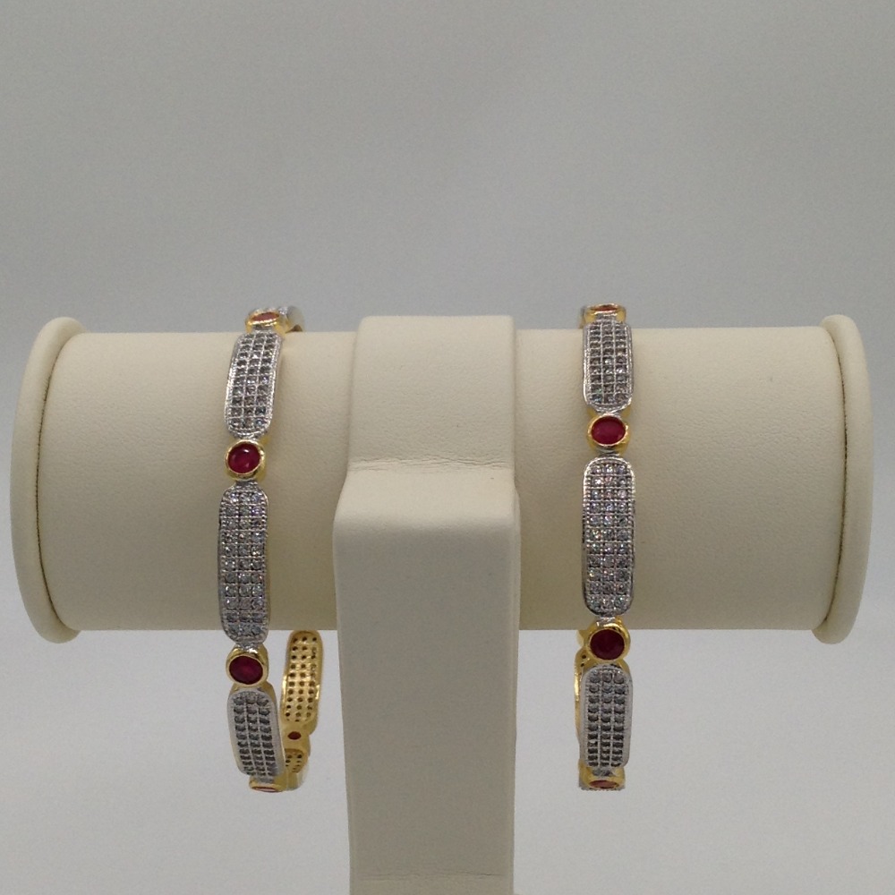White and red cz bangles jbg0007