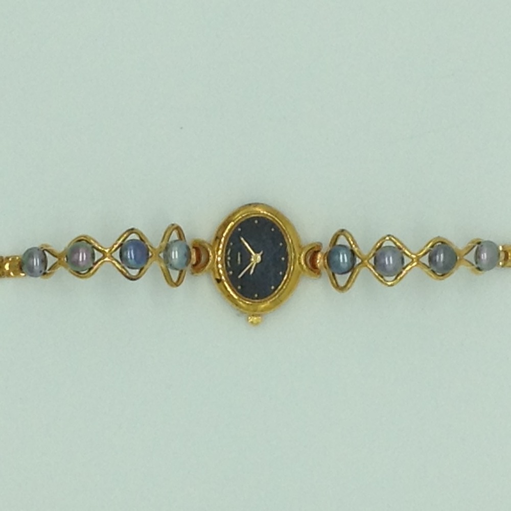 Freshwater Grey Button Pearls Wave Pattern Designer Watch JBG0256