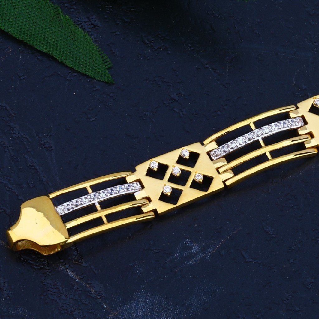 Mens 916 Gold Bracelet-MCB60