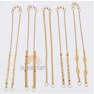 Light Weight Gold Kanser Ear Chain Designs for Ladies