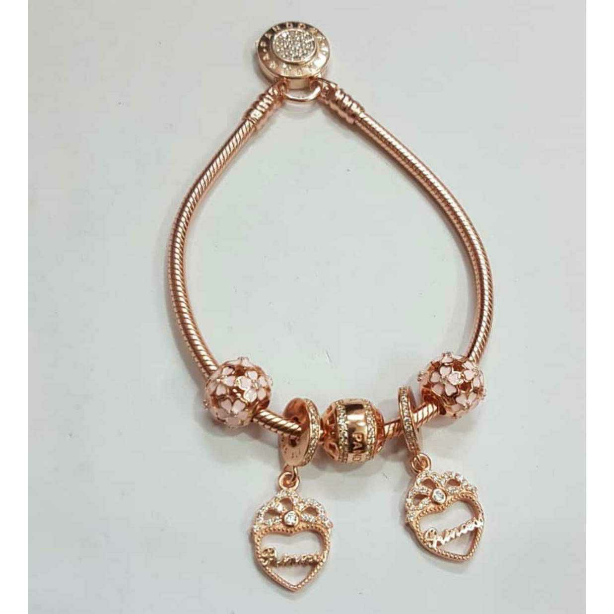 92.5 Sterling Silver Rose Gold With Antique Pis Bracelet Ms-2661