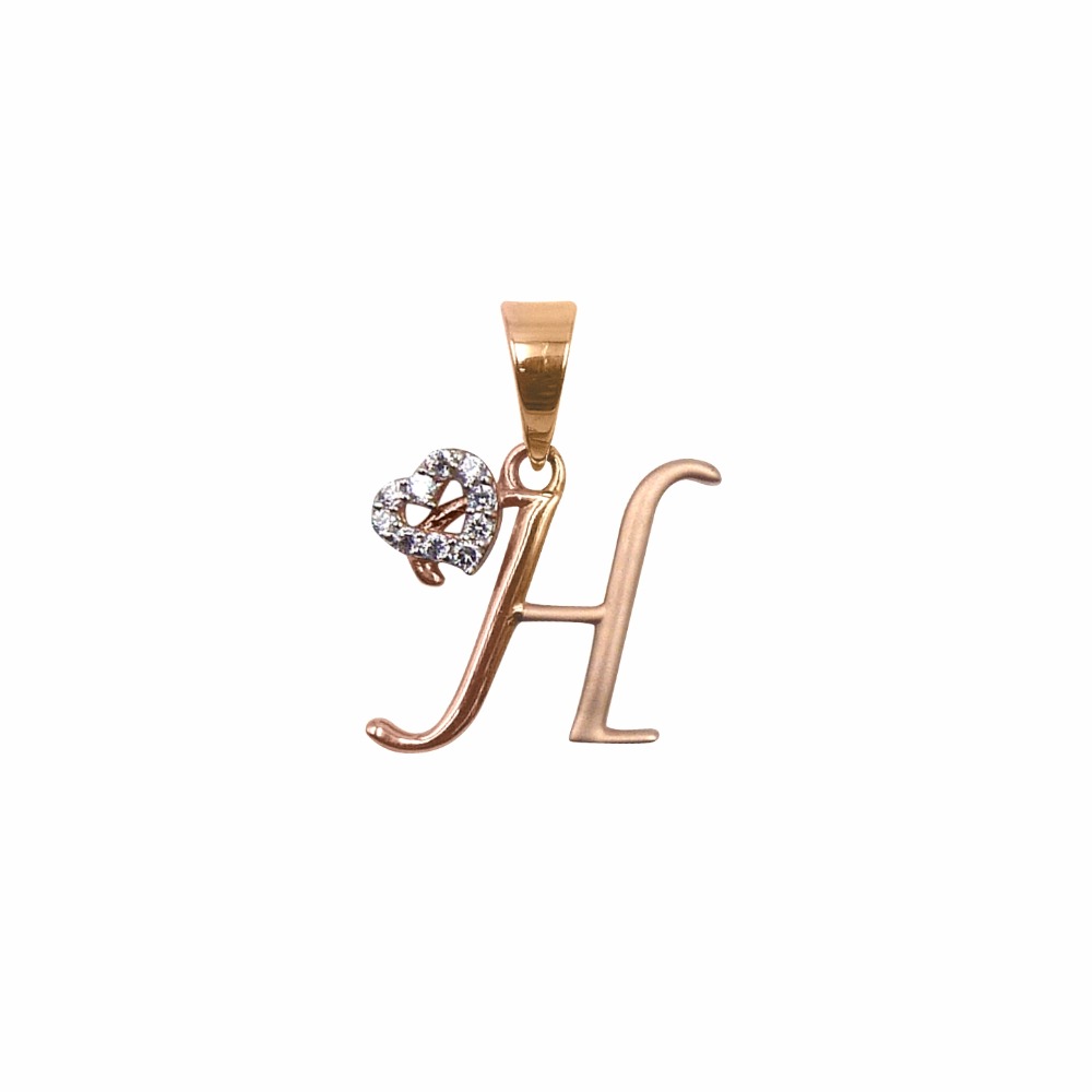 'H' Alphabet 18k Rose Gold Pendant