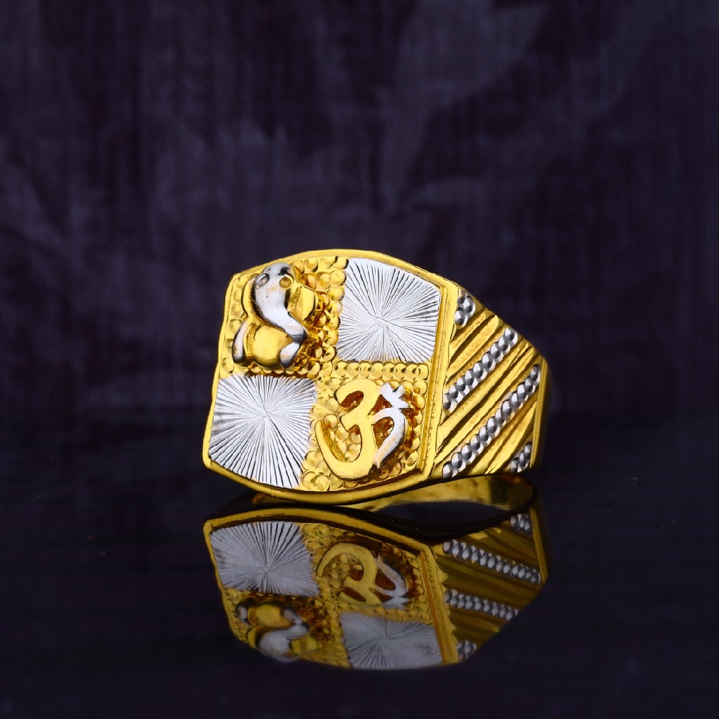 Buy quality 916 Om Ganpati Fancy Plain Mens Gold Ring-MGR15 in ...