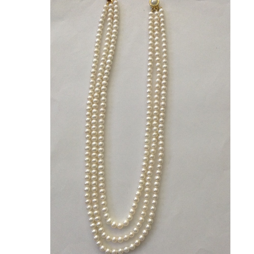 Freshwater white round pearls necklace 3 layers JPM0106