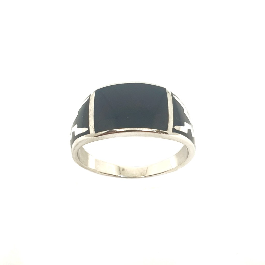 925 Sterling Silver Black Meenakari Ring MGA - GRS2153
