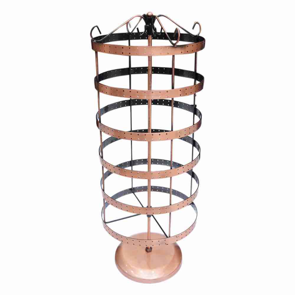 Rotating round metal earring stand