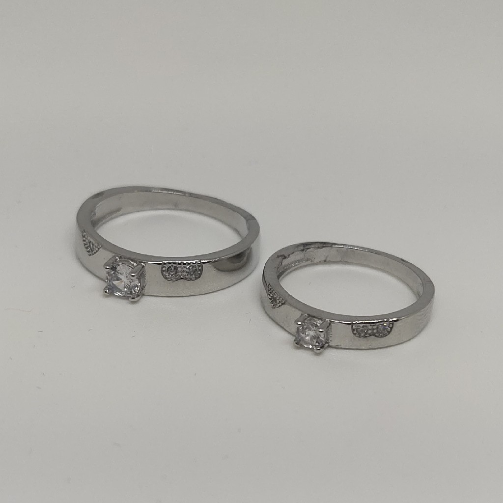 Sterling Silver 925 single diamond Couple Ring