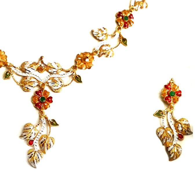 916 gold  Lightweight Flower Shaped Necklace Set MGA - GN062