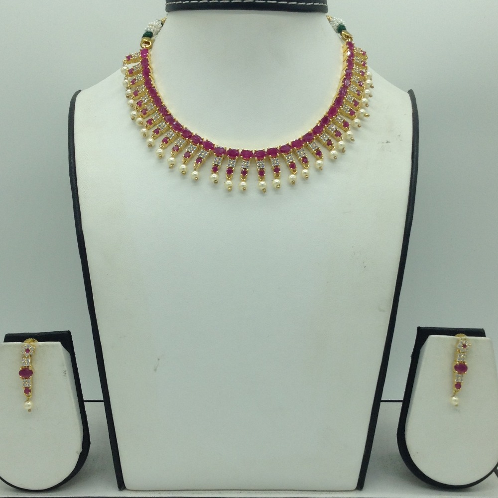 Red,white cz stones necklace set jnc0174