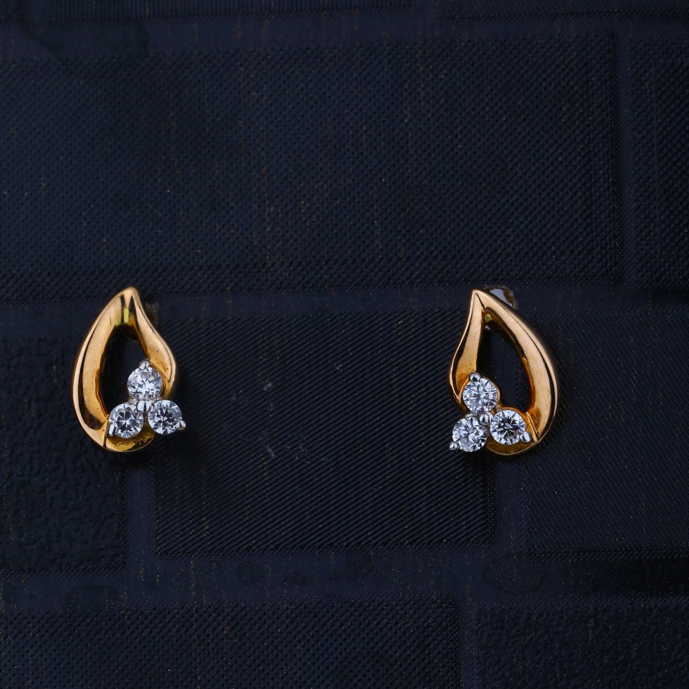 916 CZ Gold Leave design Earring 