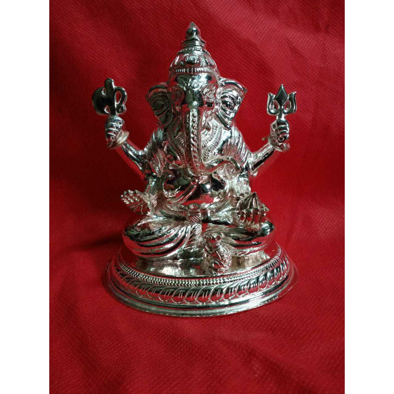 Round(Goal) Plate Cholel nakshi Ganpatiji Murti(Bhagvan,God,Idols) Ms-2335