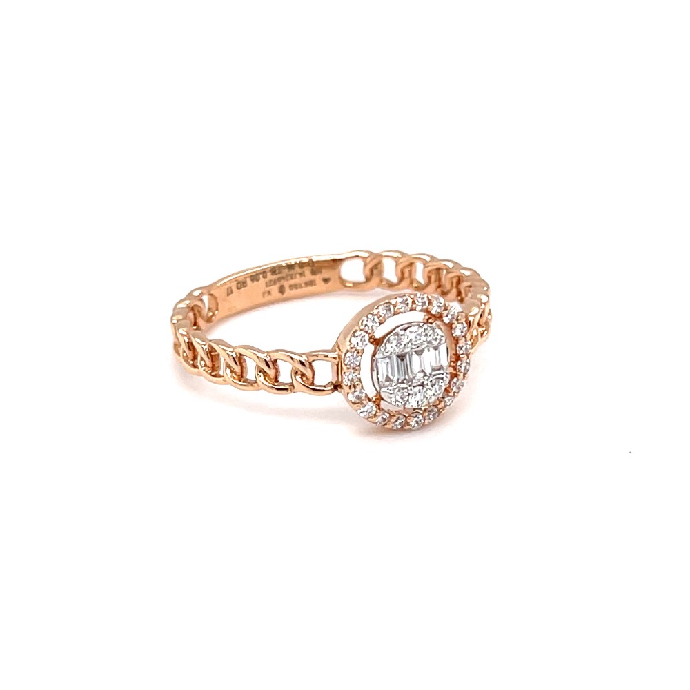 Cuban band diamond ring with baguette pressure set
