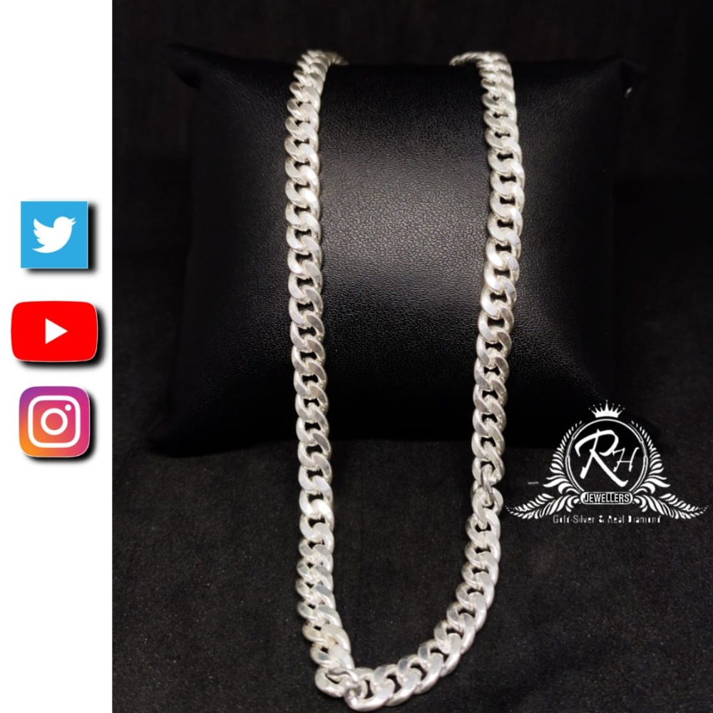 92.5 silver starling double cut curb necklace gents chain rh-CH966