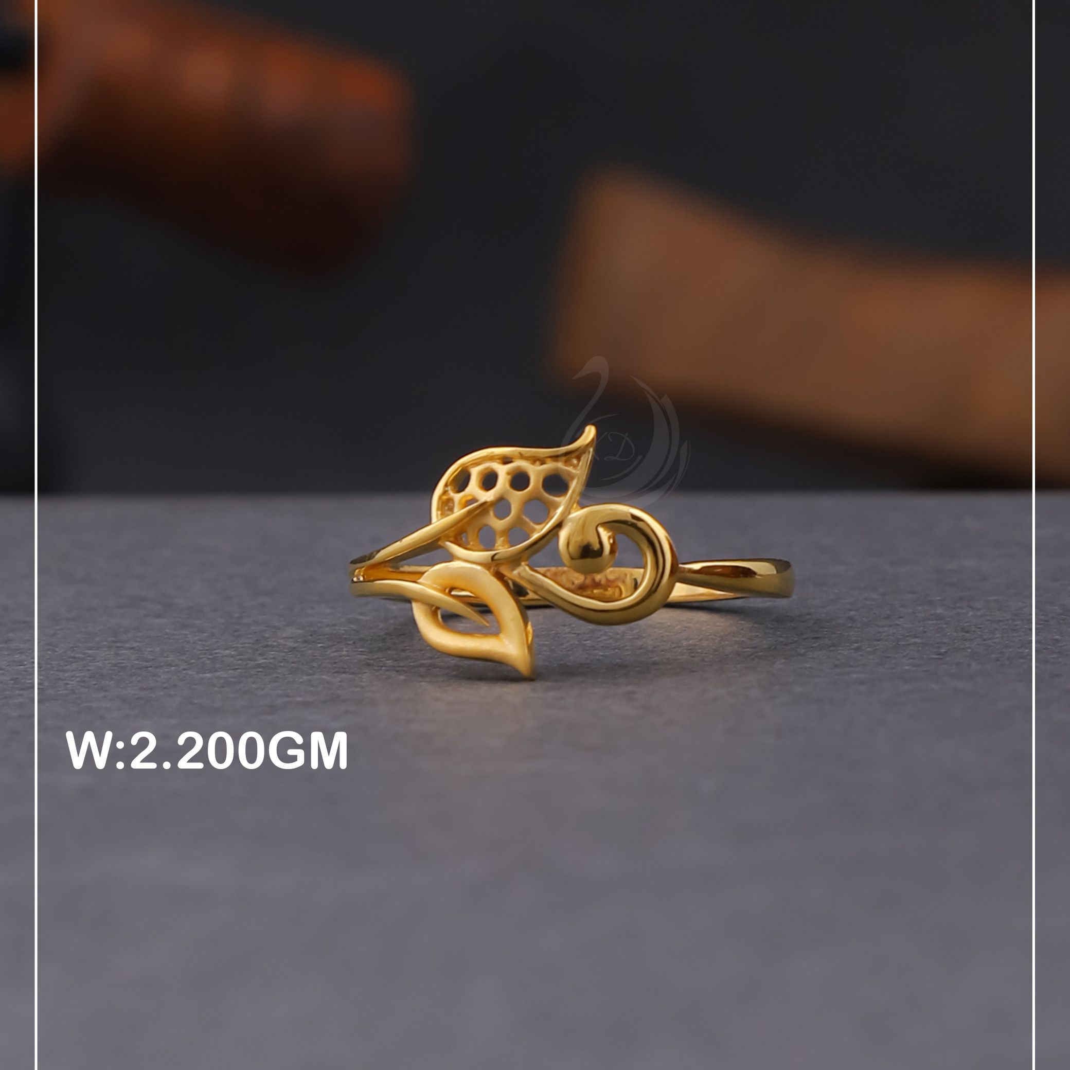 916 Gold Gorgeous Leaf Shape Ring PLR12
