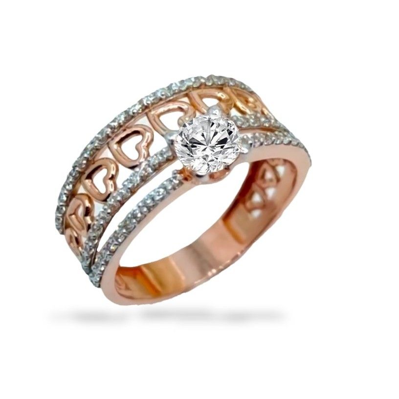 Rosy hearts diamond sparkle ring in rose gold