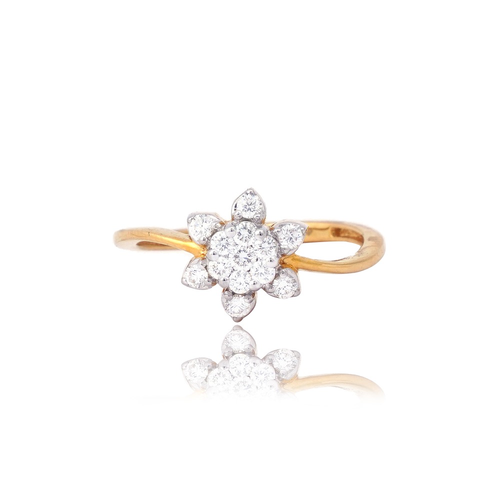 22KT Gold Flower Design Diamond Ring