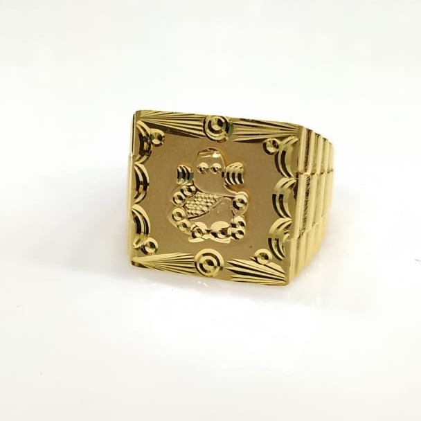 916 Gold Hallmark Ganesh Design Ring For Men's 