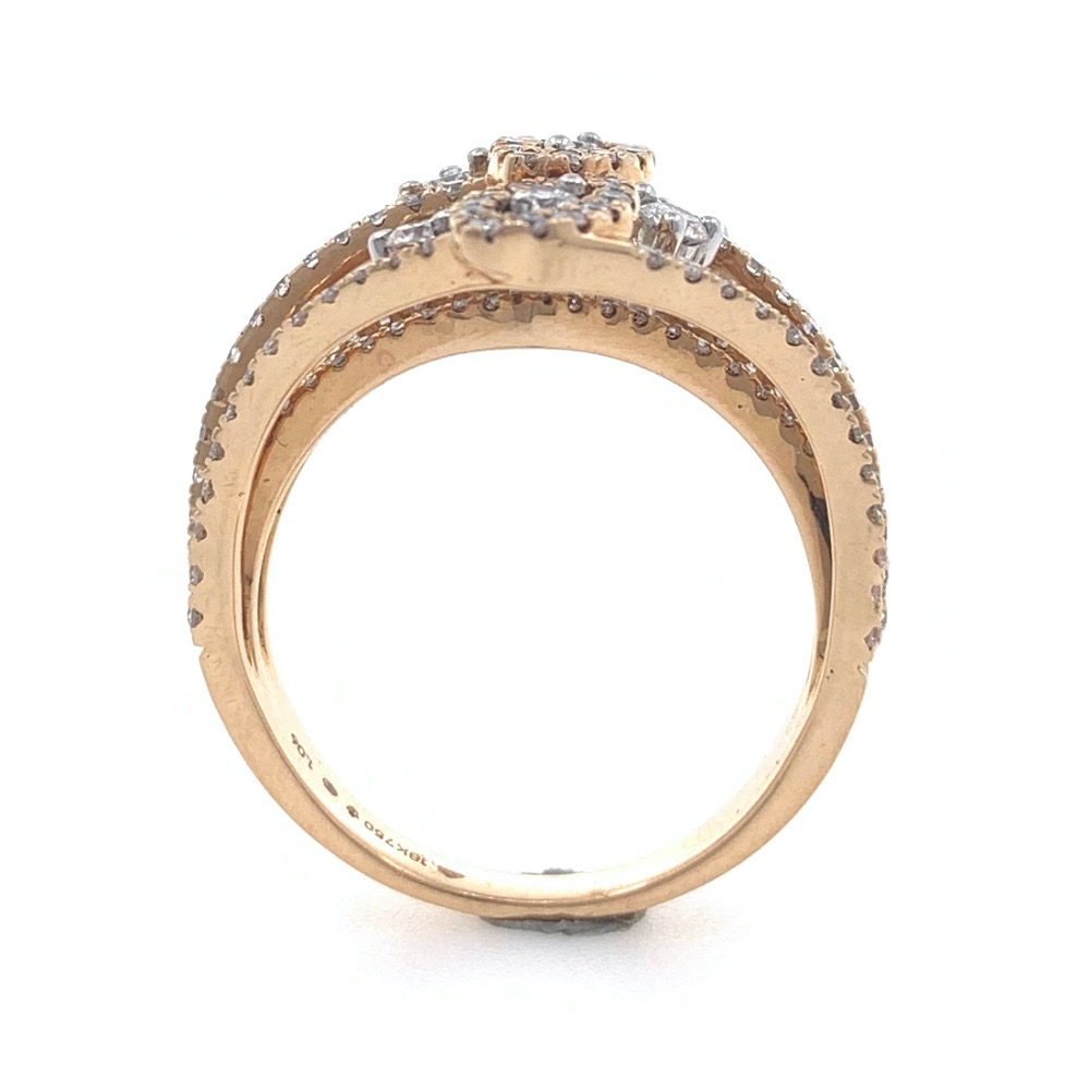 18kt / 750 rose gold evening wear micro set designer diamond ring 8lr50