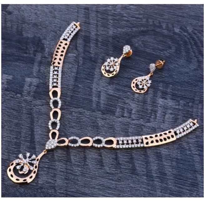 18 carat rose gold delicate hallmark ladies necklace set RH-NC557