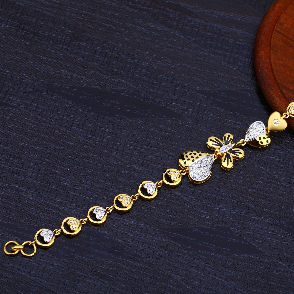 22ct / 22K Yellow Gold & CZ Fancy Ladies Bracelet 7 Inches 916
