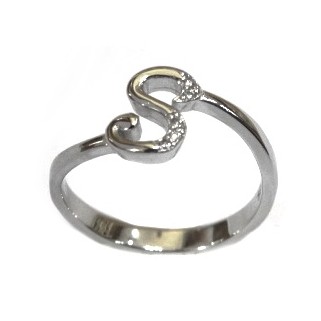 925 Sterling Silver Alphabet (Letter S) Ring MGA - LRS1548