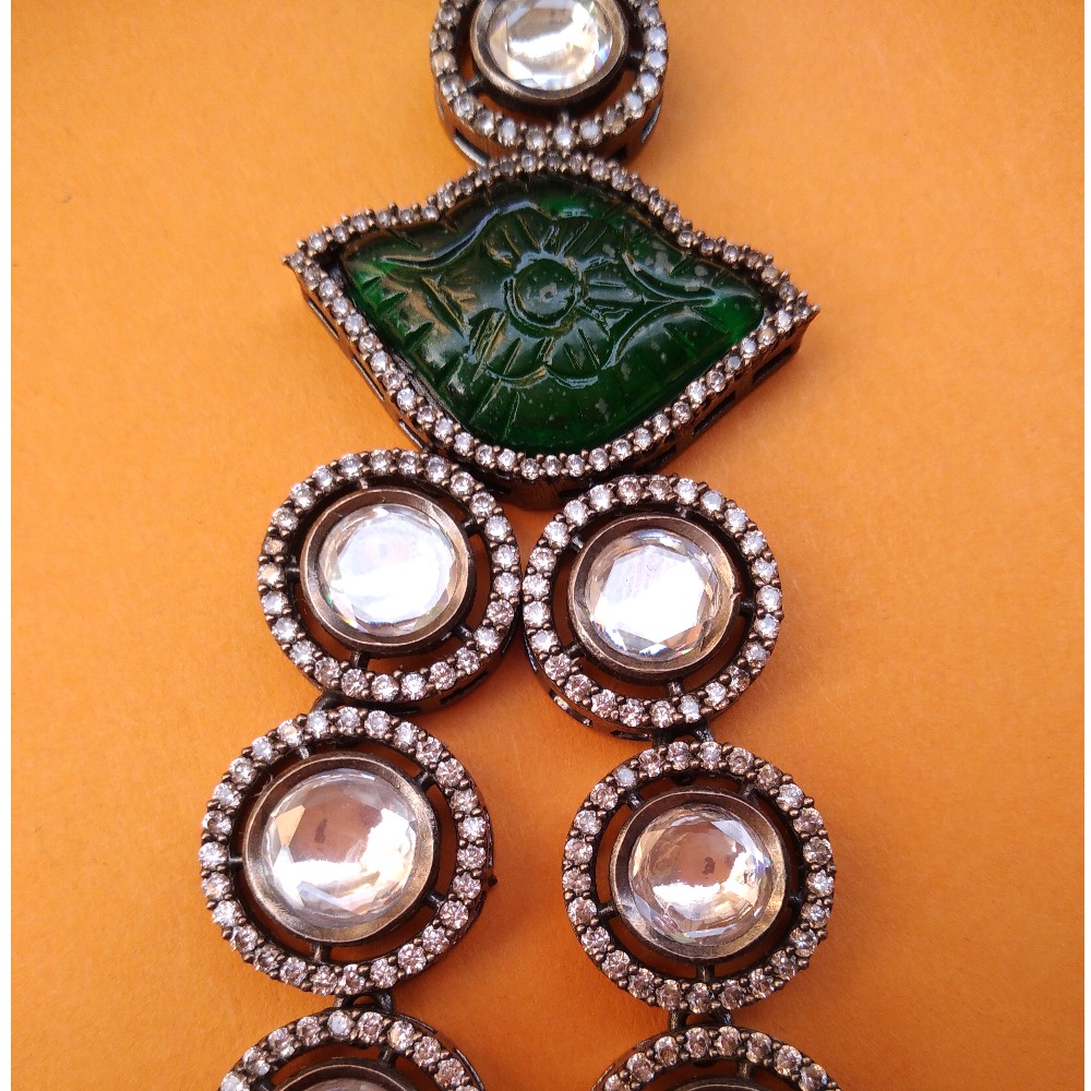 Puran Long Two Layered Kundan Toda Necklace with Carved Onax