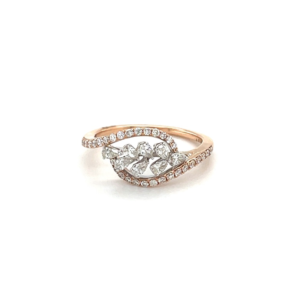 Rose Gold Pear Cut Diamond Engagement Ring with Halo & Pavé Band