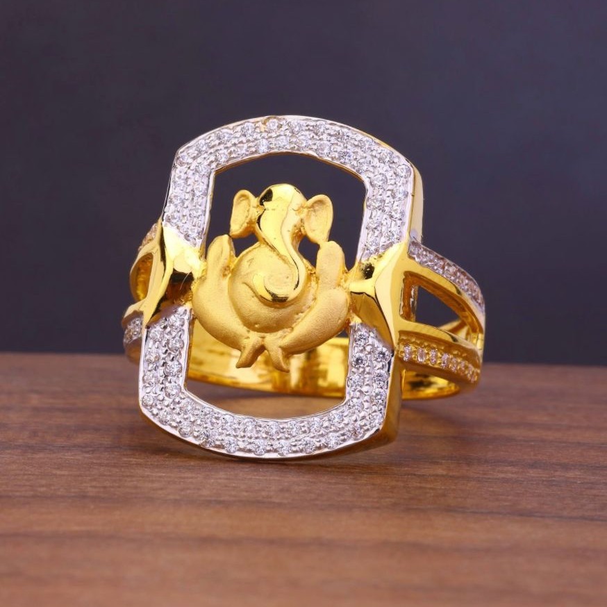 916 Gold Ganesh Design Ring Men
