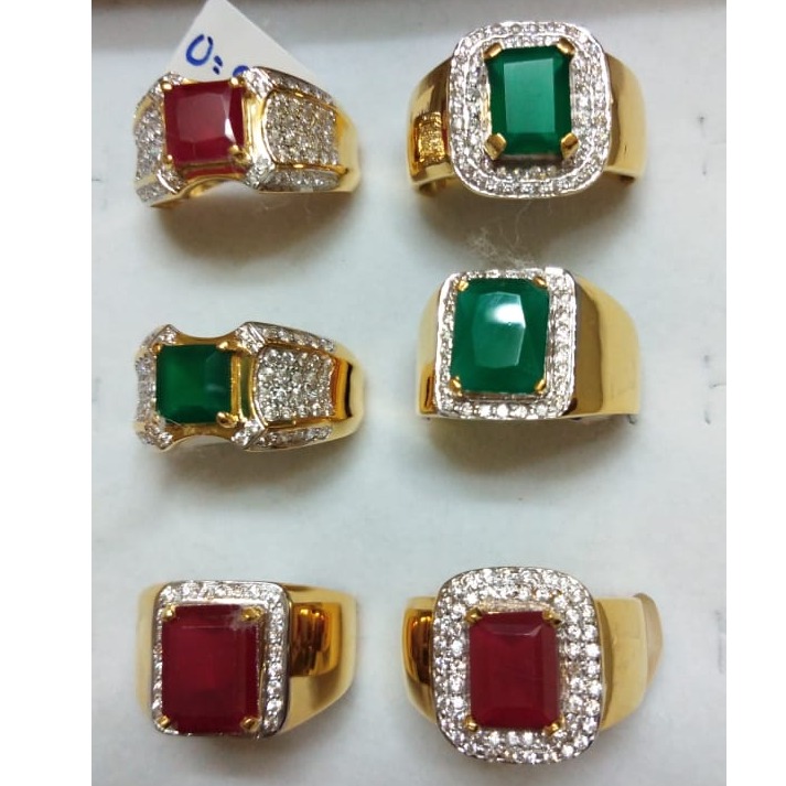 916 gold Rani green Gents ring gE-0001