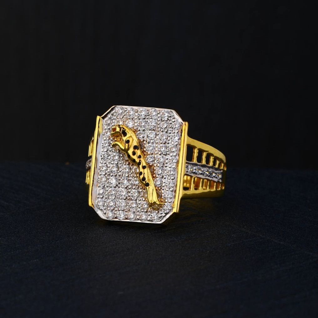 916 Gold CZ Jaguar Ring