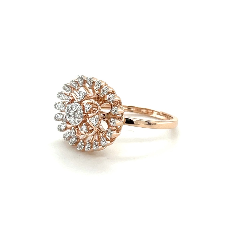 Round Diamond Ring with Halo and Split Shank in 14k Rose Gold