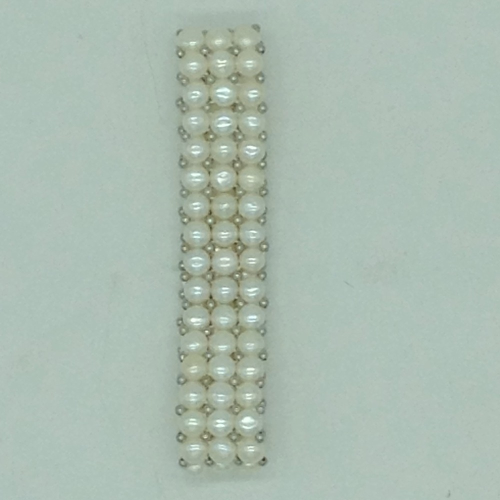 Button Pearls & White Jaco Balls 3 Layers Elastic Bracelet JBG0314