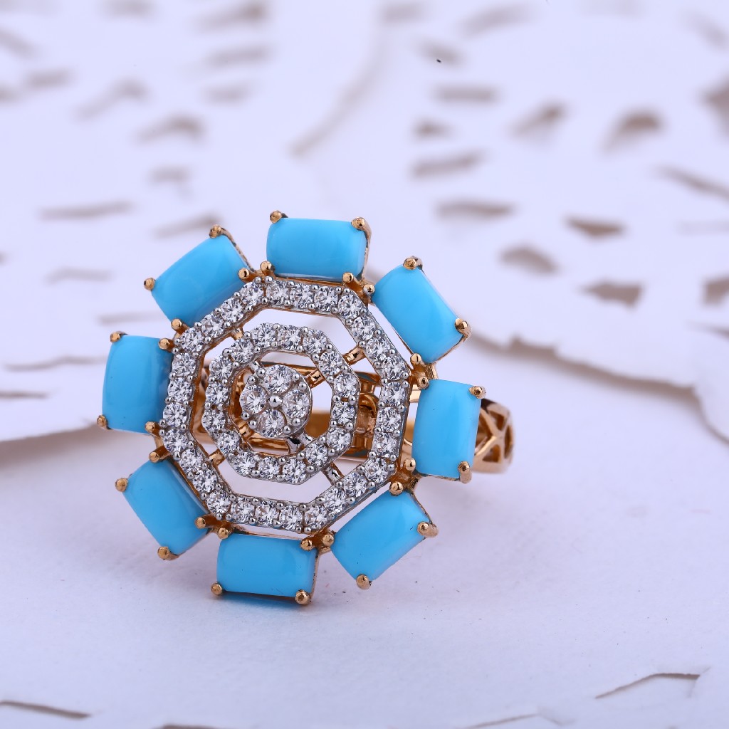 Buy quality 760 Rose Gold Hallmark Ladies Ring RLR514 in Ahmedabad