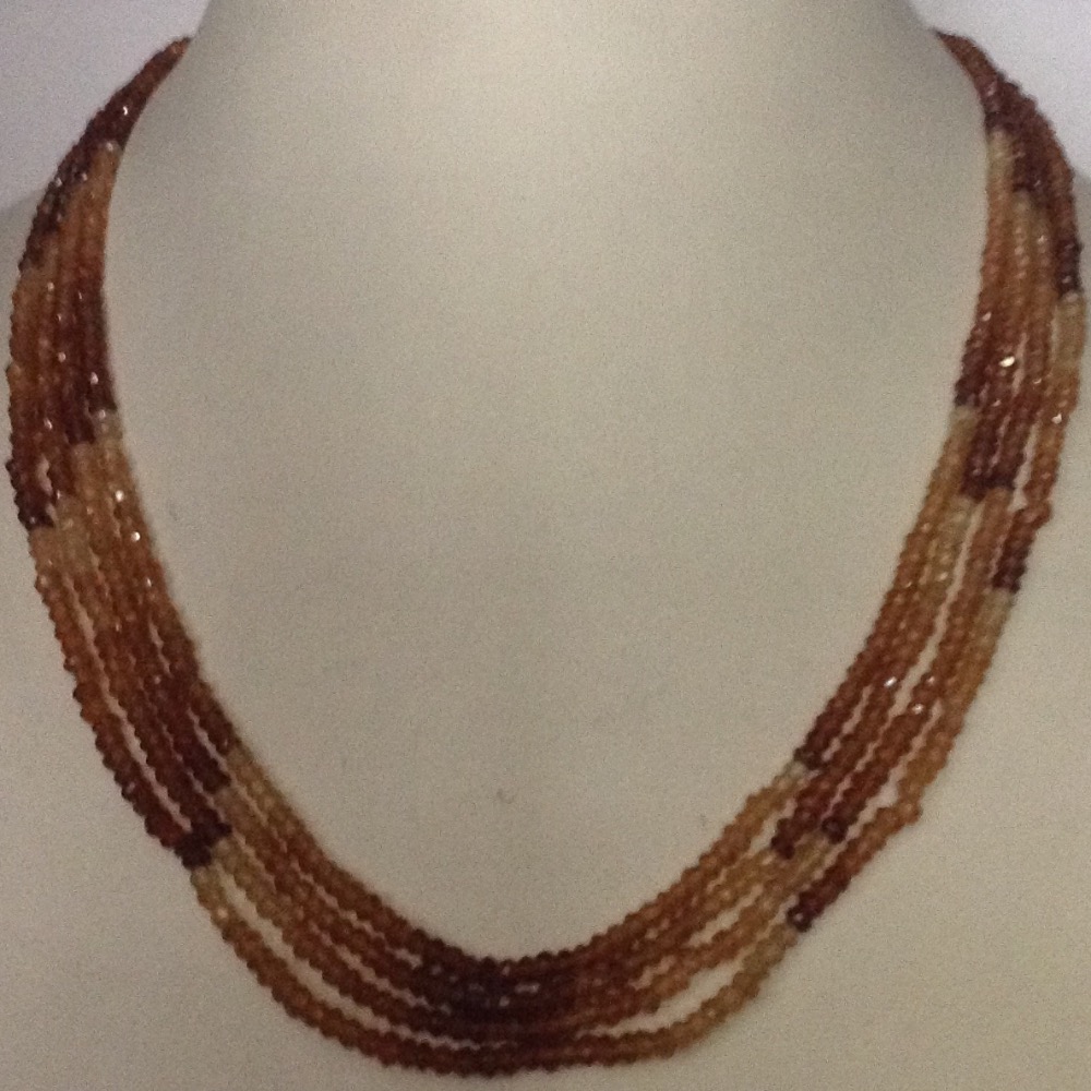 Natural brown gomed faceted beeds 4 layers necklace JSS0053