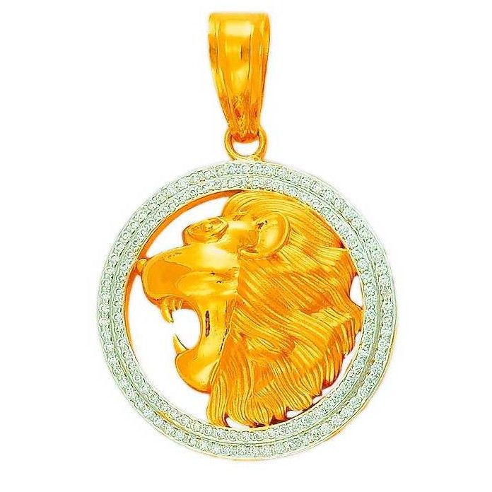 22K/916 Gold CZ Fancy Gents Lion Pendent