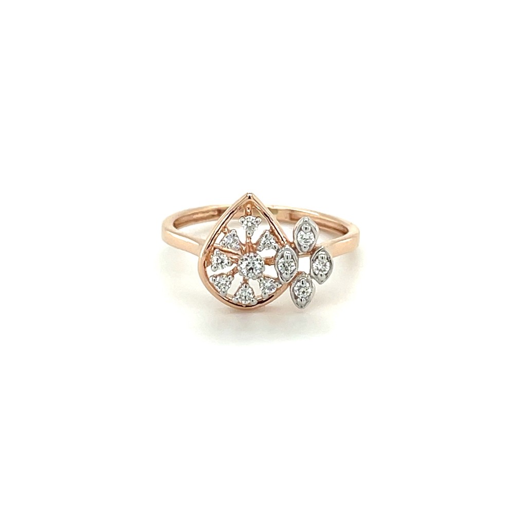 Teardrop Diamond Cluster Ring in 14k Rose Gold for Work Wear