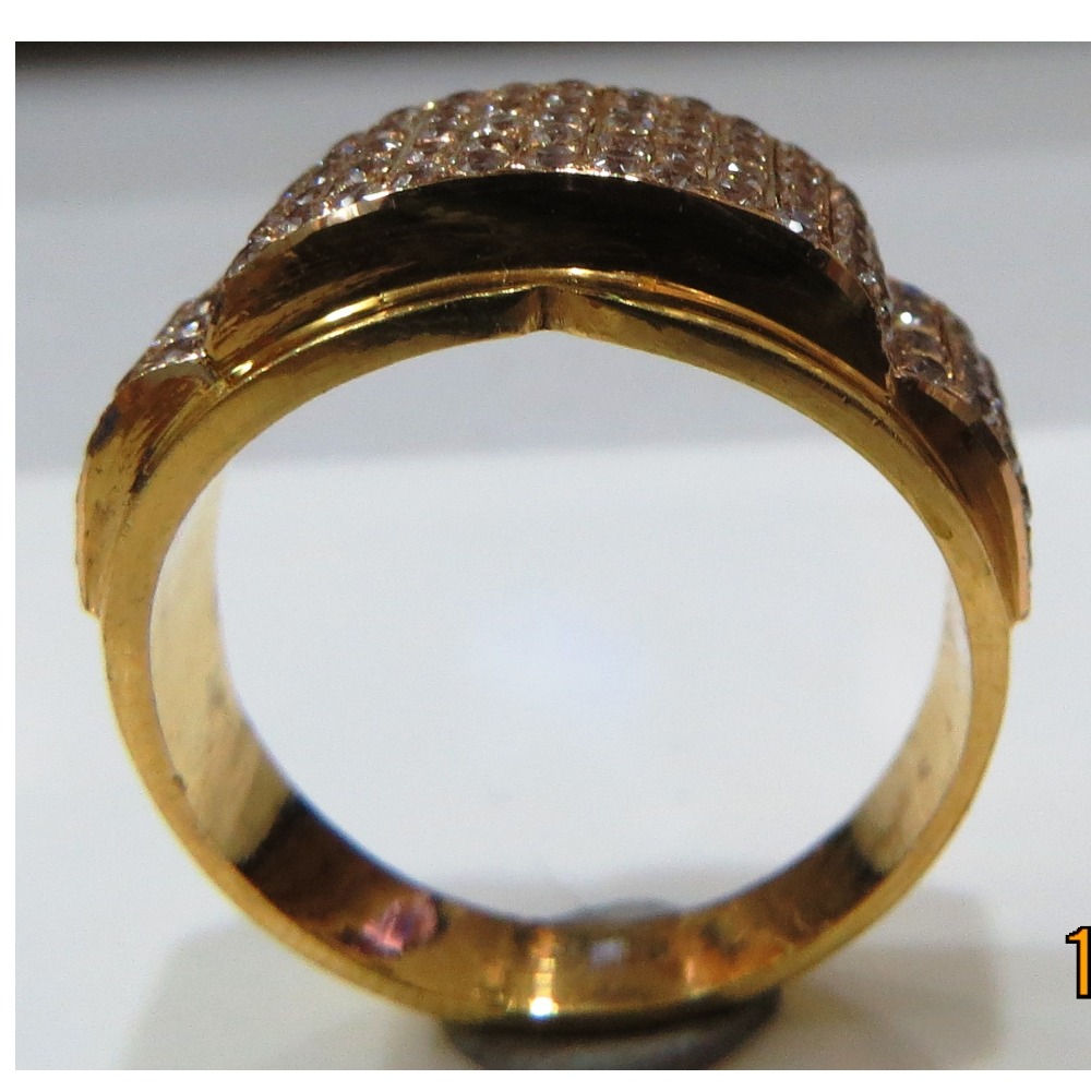 22kt gold close setting cz fancy gents ring gr-007