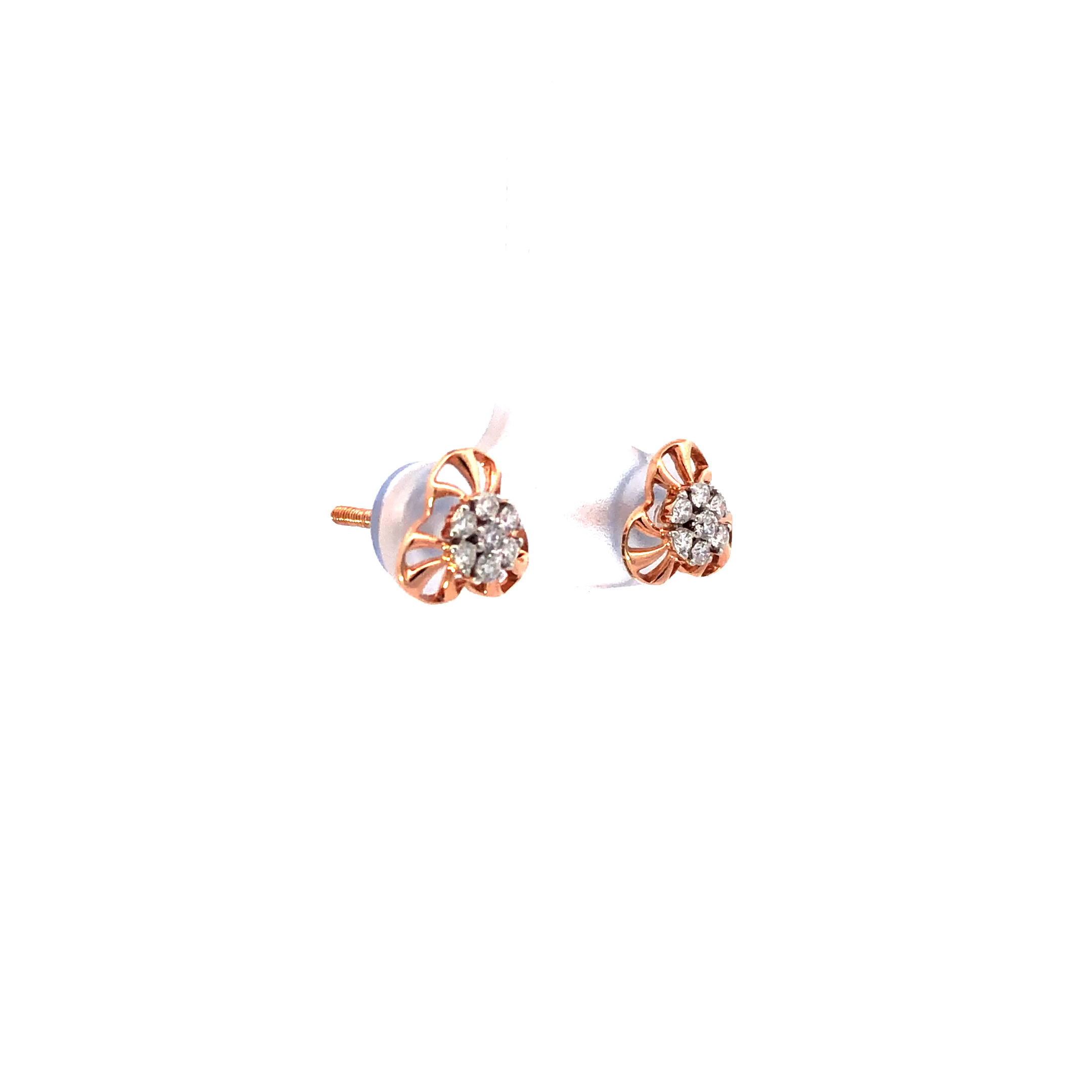 18kt rosegold diamond floral blossom stud earrings